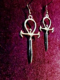 Vampire Ankh Earrings - occult order goth gothic dracula vampyre egyptian tradgoth queen crux ansata vampirc nosferatu jewelry wgt vamp gift
