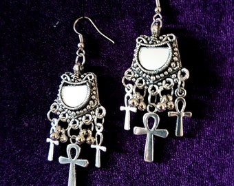 Vintage Ankh Mirror Earrings