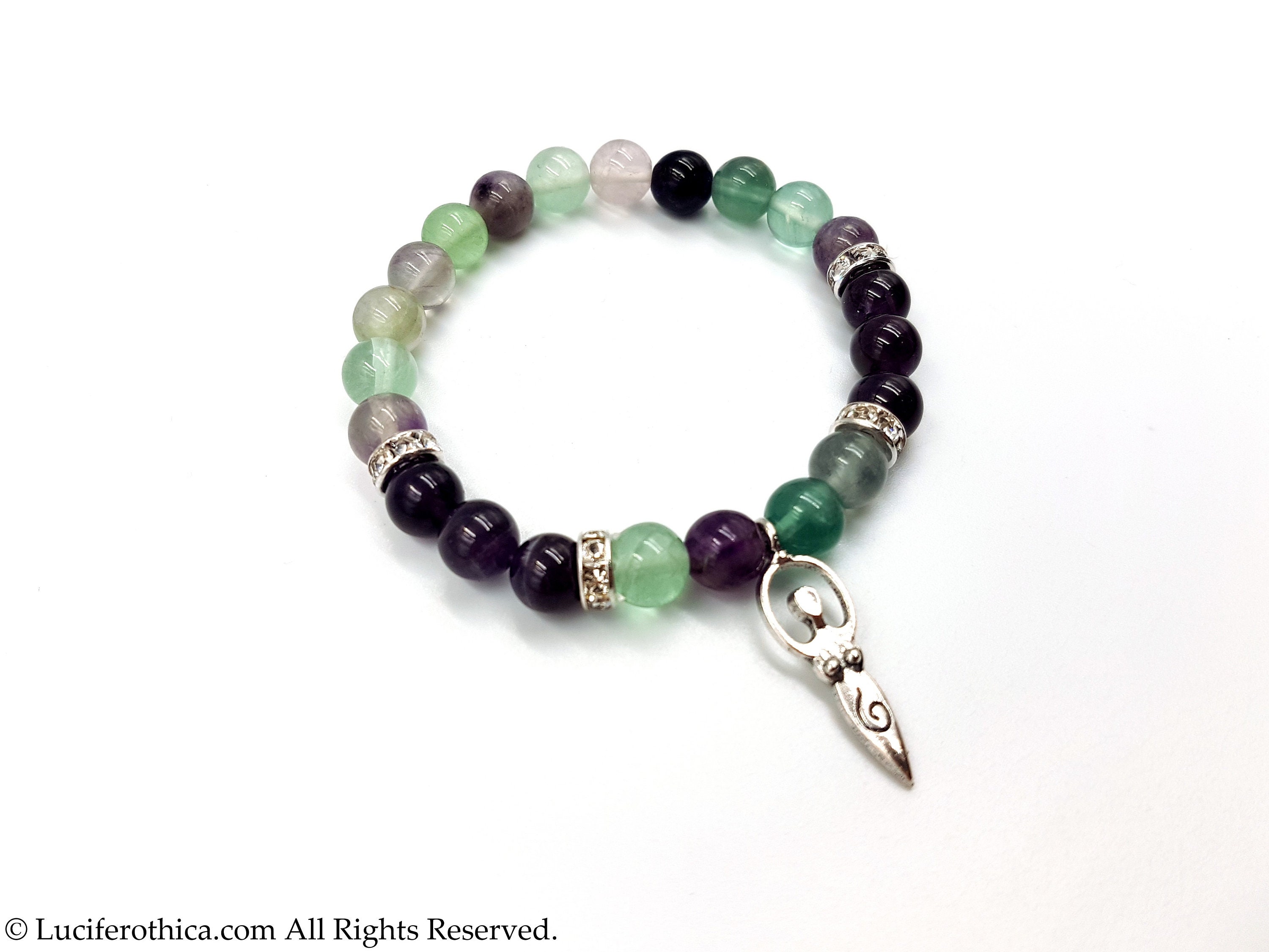 Fluorite and Amethyst Goddess Bracelet — Mystic She Ways