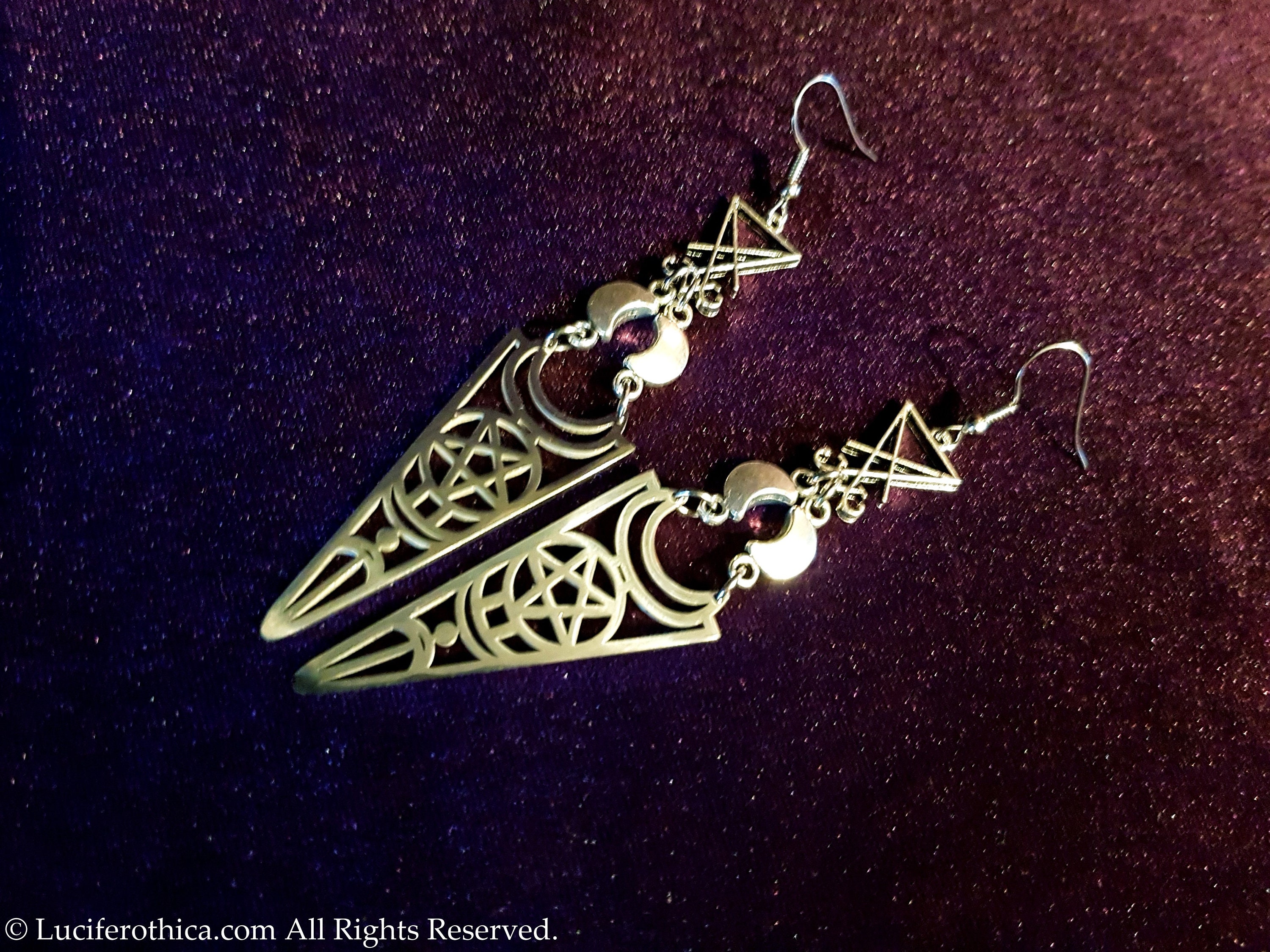 Sigil of Lucifer Pentagram Earrings