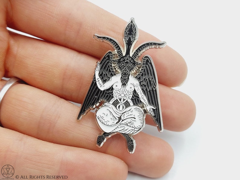 Baphomet Pin Éliphas Lévi Version Exclusive Edition occult templar path seal sigil baphomet lapel pin studs satanic 666 goat mendes gift afbeelding 4