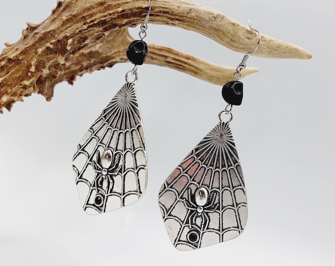 Large Spider Cobweb Earrings