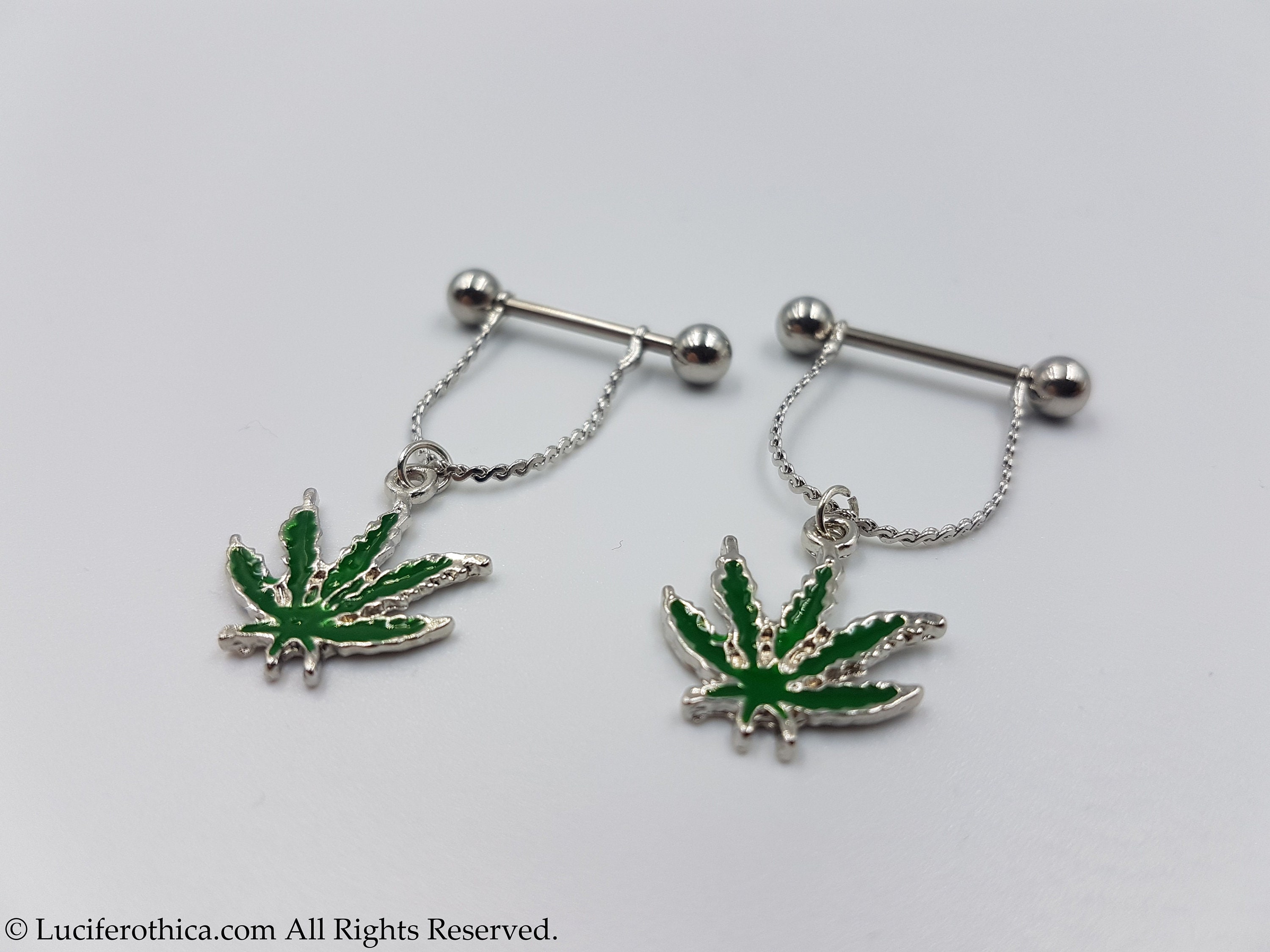 Cannabis Leaf Nipple Piercing Surgical steel weed leaf piercing