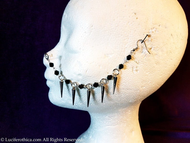 2 Styles goth gothic occult nose jewellery nose piercing Spike Nosechain