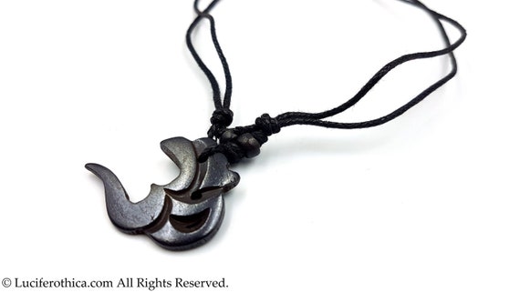 Yak Bone Black Aum Necklace - Gothic Occult Bone Jewelry Yak Bone 