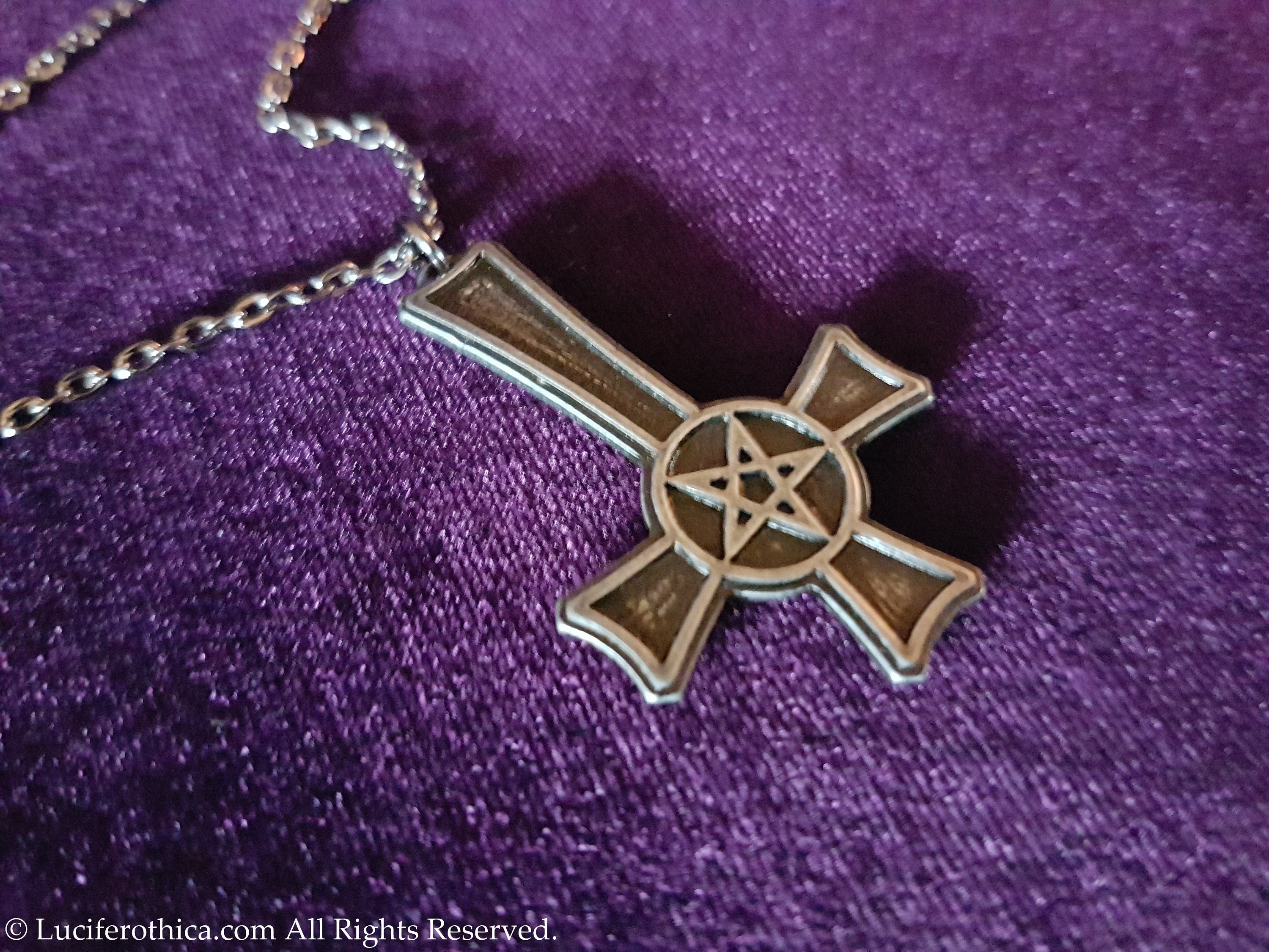 Upside Down / Inverted Pentagram St Peter's Cross Necklace reversed cross |  eBay
