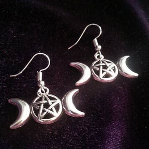 Hecate Triple Moon Goddess Ohrringe - Hecate Göttin Hexe okkult Hexerei Gothic Unterwelt Hades Darkgoddess Triple Moon Goddess Salem