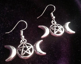 Hecate Triple Moon Goddess Earrings