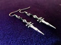 Daggers of Doom Earrings (2 styles) - occult demonic baphomet atame satanic ram skull small athame ritual knife jewelry silver tone gift