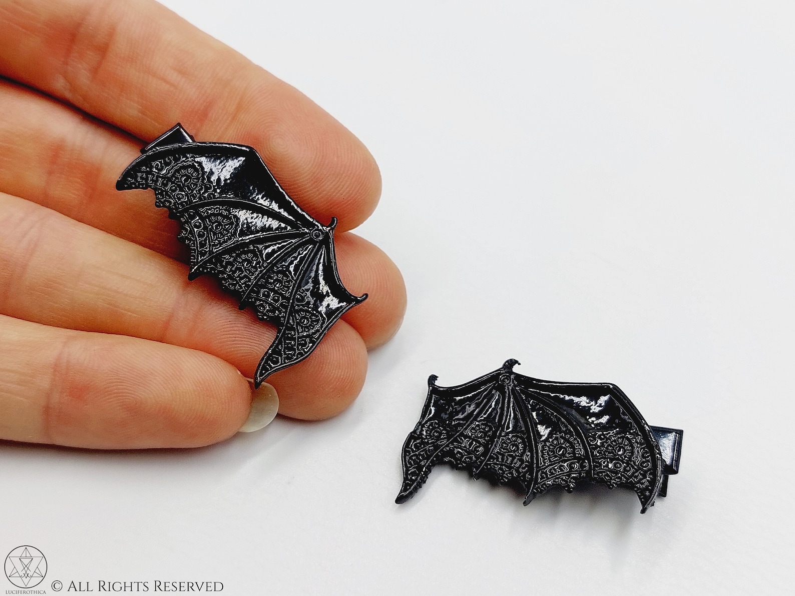 Bat Wing Hair Clips (pair) - Gothic Batcave Glossy Black Vampire Hair ...