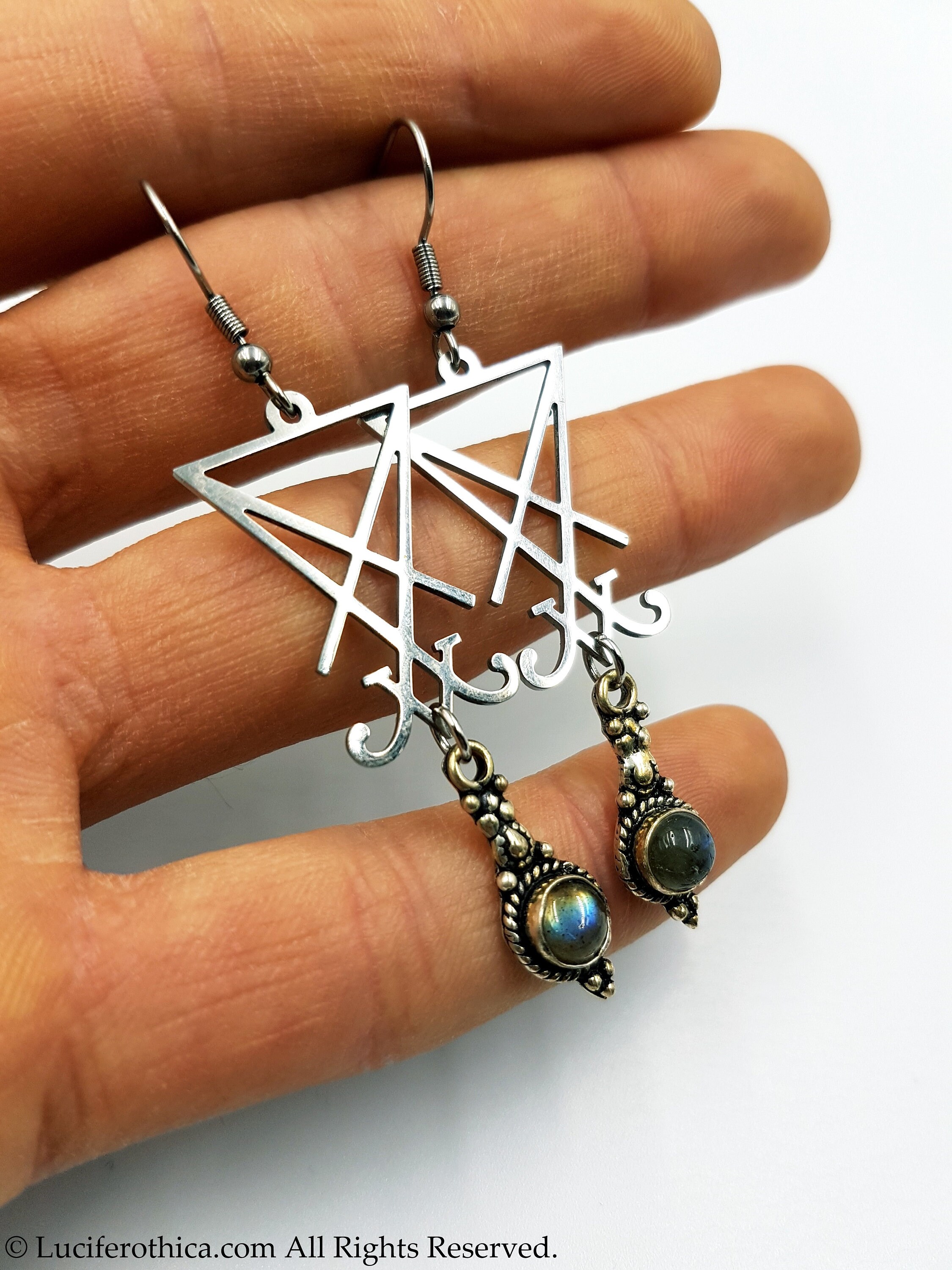 Sigil of Lucifer Labradorite Earrings