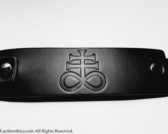 Satanic Cross | Brimstone | Leviathan Leather Bracelet