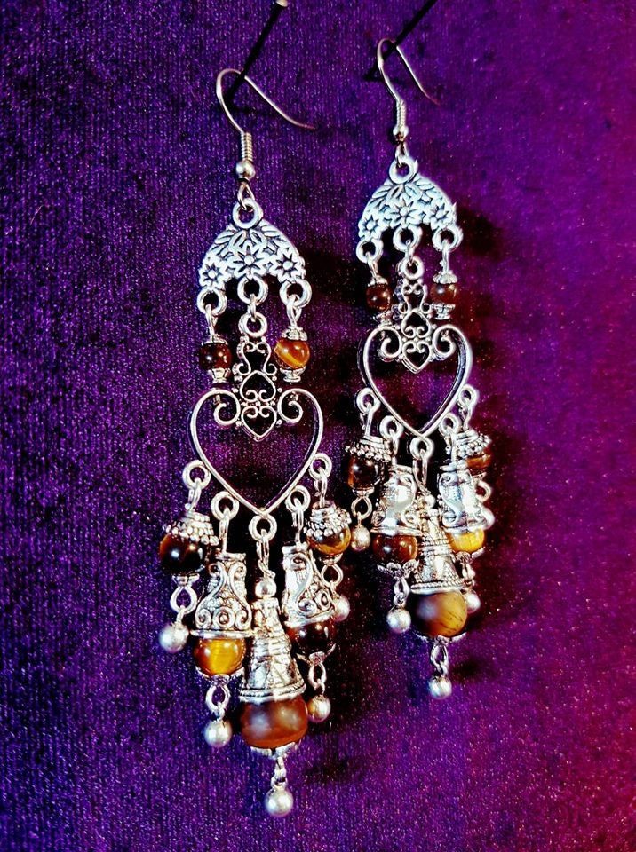 Eye of The Tiger Beaded Earrings