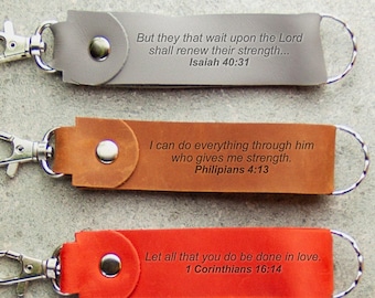 Bible verse key chain,Bible verse keychain for women,Bible verse gifts for men,Custom leather keychain,Personalized bible verse