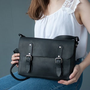 Schwarze Umhängetasche Damen, schwarze Umhängetasche, Laptop Umhängetasche 13 Zoll, schwarze Umhängetasche, Aktentasche Damen, Laptop Arbeitstasche
