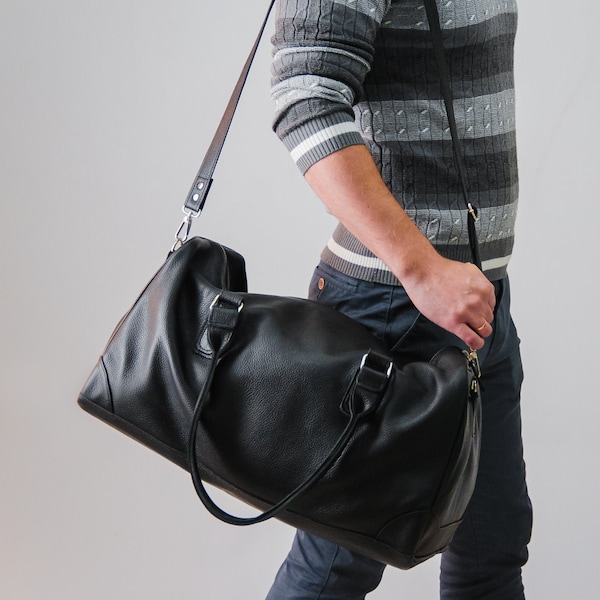 Leather Duffle Bag Engraved Etsy