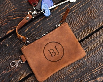 Small zipper pouch keychain, Keychain card holder, Keychain coin pouch, Keychain coin purse, Leather keychain pouch wallet, Car key case