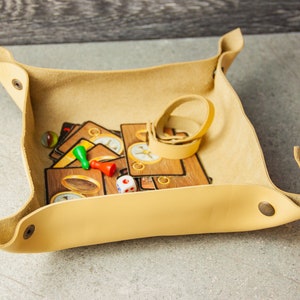 Leather anniversary gift,Leather tray for men,Leather gift for her,Dice tray leather,Personalized leather tray