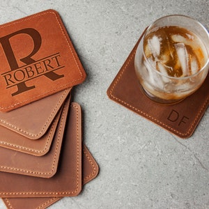 Leather drink coasters,Leather coaster set,Blank leather coaster,Personalized coasters set,Square leather coaster,Custom drink coasters