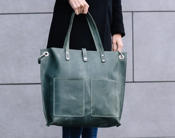 Tote bag with zipper,Tote bag with pockets,Leather tote bag,Women tote bag,Work tote bag,Laptop tote bag,Personalized tote bag