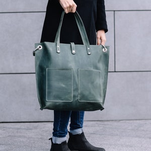 Tote bag with zipper,Tote bag with pockets,Leather tote bag,Women tote bag,Work tote bag,Laptop tote bag,Personalized tote bag