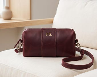 100% Genuine leather crossbody bag, Personalized leather crossbody, Leather shoulder bag women, Small leather shoulder bag, Leather mini bag