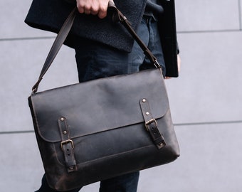 Leather briefcase bag men, Laptop bag 15 inch, Leather laptop satchel, Leather laptop briefcase, Leather laptop bag men, Work laptop bag