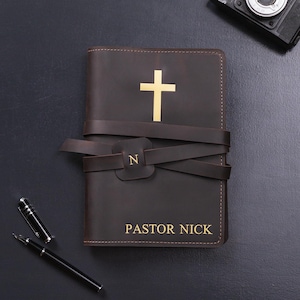 Leather prayer journal for men, Prayer notebook, Christian journal with cross, Religious journal cover, Religious gifts men, Church diary