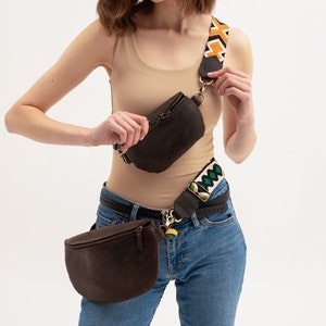Leather Hip Bag Brown Belt Bag Convertible Fanny Pack Bum Bag Small Belt Bag for Women Etsy