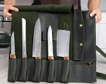 Cuoco borsa coltello,Rotolo coltello Chef,Rotolo coltello in pelle,Rotolo personalizzato,Rotolo utensile Leathet,Rotolo utensile,Brown knife rolll,Knife case,Chef knife bag