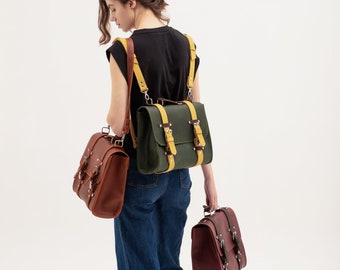 Sac messager femme, mallette en cuir femme, mallette pour ordinateur portable en cuir, sac de bureau en cuir, sac convertible, sac à dos convertible en cuir