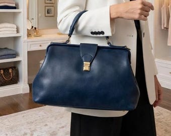 Leather top handle bag, Leather doctor bag women, Leather doctor handbag, Handmade leather handbag, Personalized handbag for women
