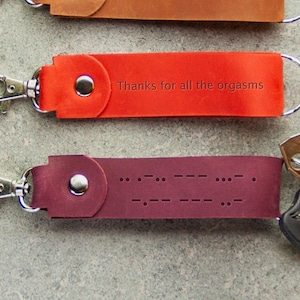 Llavero de cuero personalizado, Llavero de cuero grabado, Llavero de código morse personalizado, Llavero de cuero hecho a mano, Llavero monograma