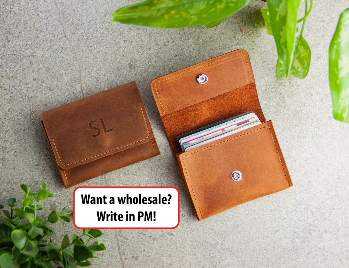 Leather Card Holder Snapleather Card Walletcard Holder - Etsy Canada