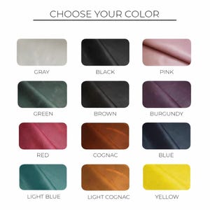 a collection of twelve fabric swatches, each representing a different color, arranged in a grid format. The text above the image reads "CHOOSE YOUR COLOR".