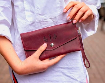 Leather clutch, Personalized clutch