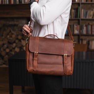 Maletín de piel para hombre, maletín marrón, bolso de piel para hombre, maletín para hombre, maletín para portátil para hombre, maletín tipo mensajero