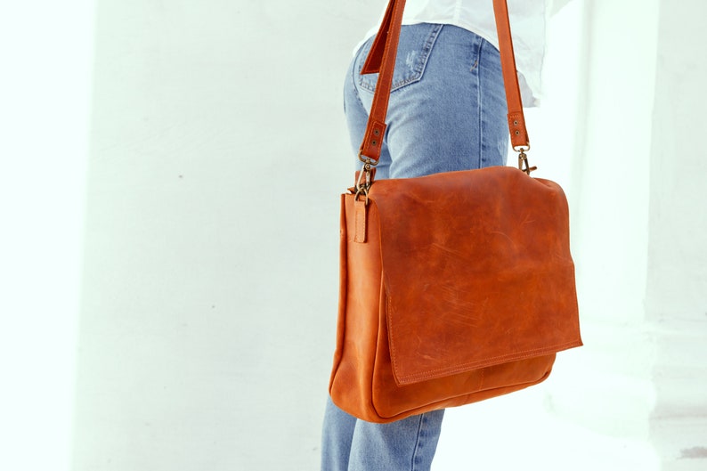 Leather Messenger Bag Messenger Bag Women Brown Laptop Bag Etsy