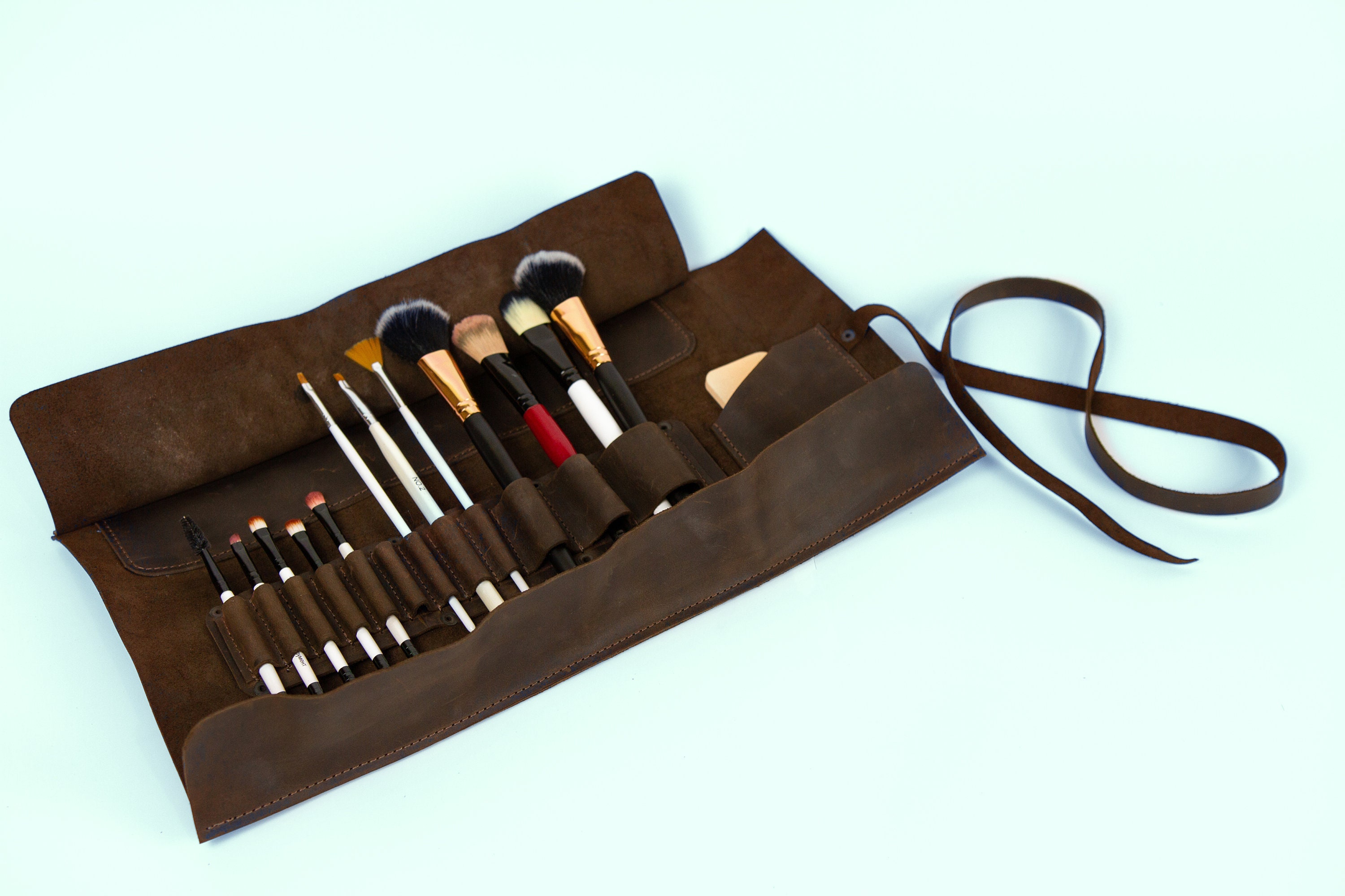 Makeup Brush Roll, Makeup Organizer, Makeup Brush Holder, Leather Makeup  Organizer, Personalized Makeup Pouch -  Israel