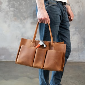 Tool bag for men, Leather tool bag, Gift for carpenter, Custom tool bag, Large tool bag, Carpenter tool bags, Handmade tools bag