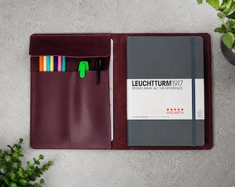 Leuchtturm1917 leather cover,Leuchtturm 1917 cover,A5 notebook cover,Agenda cover,Diary cover,Organizer portfolio,Travel journal