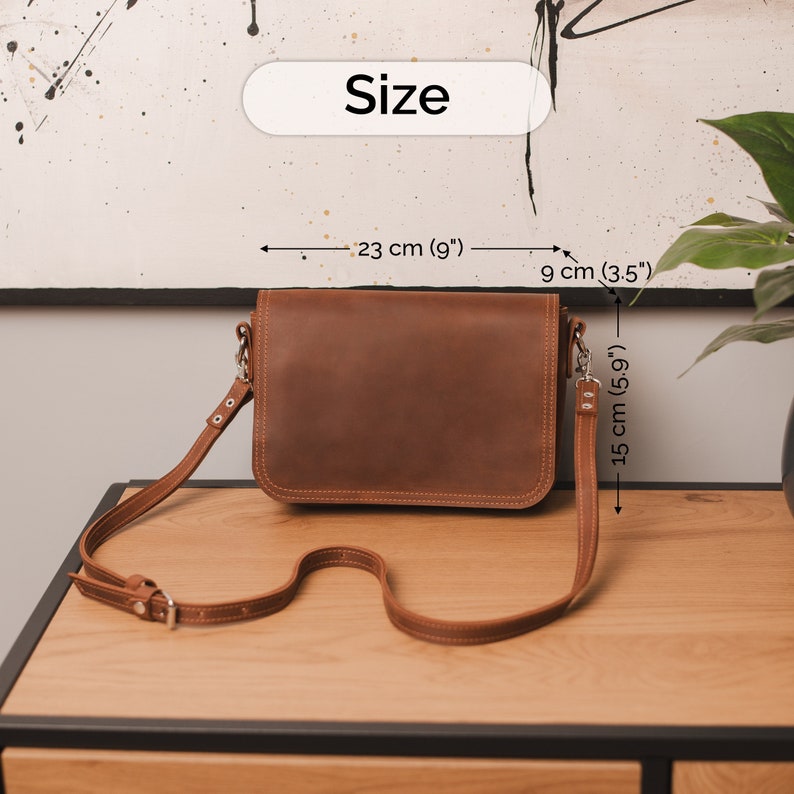 Small leather crossbody messenger bag, Personalized crossbody purse, Handmade small purse, Womens small messenger bag, Small shoulder purse zdjęcie 2