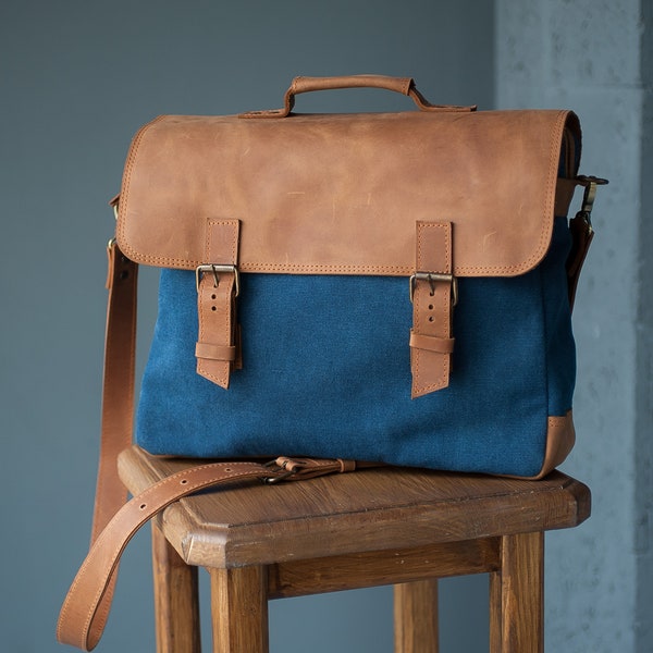 Waxed Mens Laptop Bag Etsy