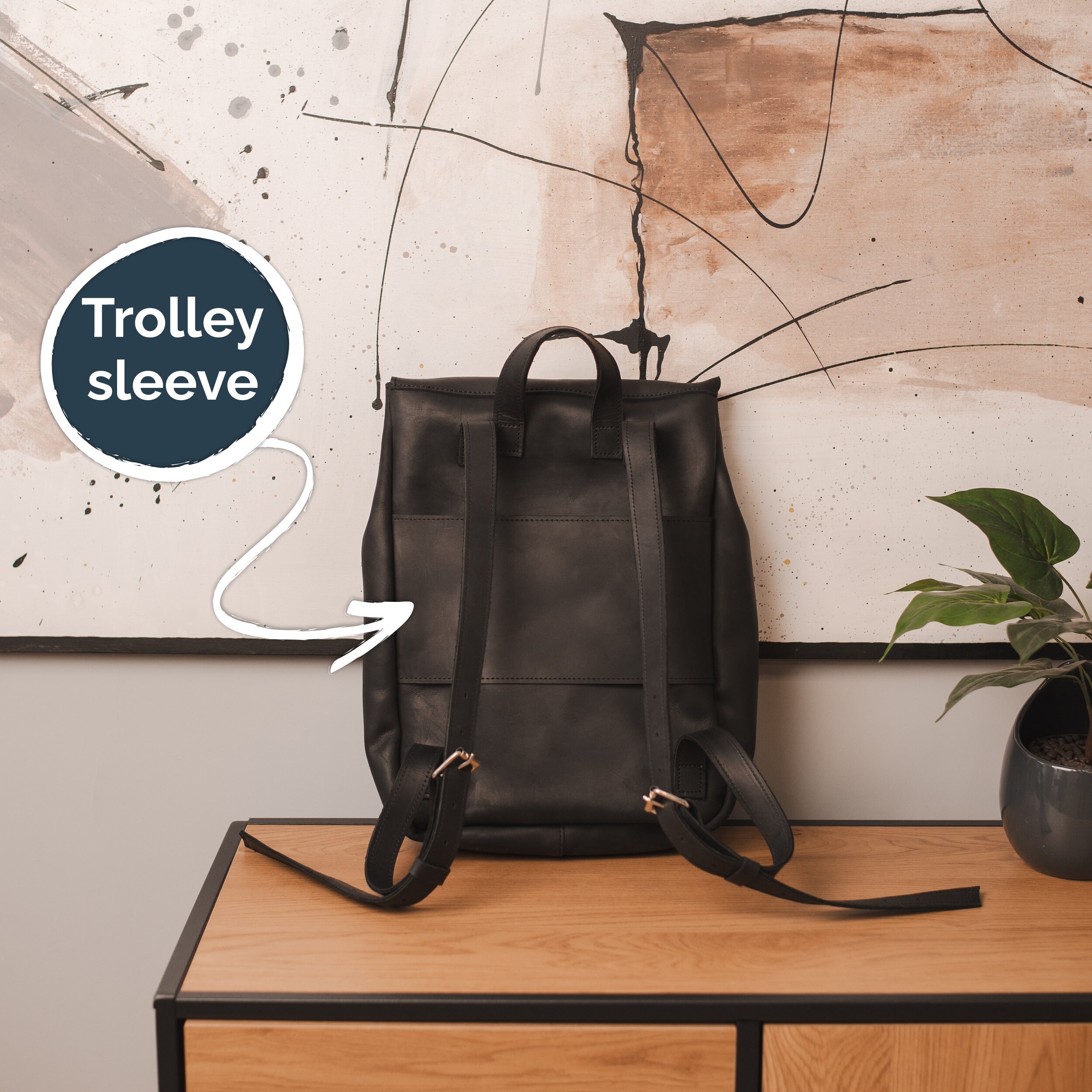 Leather backpack with trolley sleeve sale
