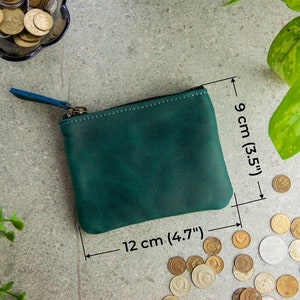 Leather coin pouch with zipper,Zippered pouch leather,Coin purse zipper,Leather coin purse womens,Leather coin purse wallet image 2