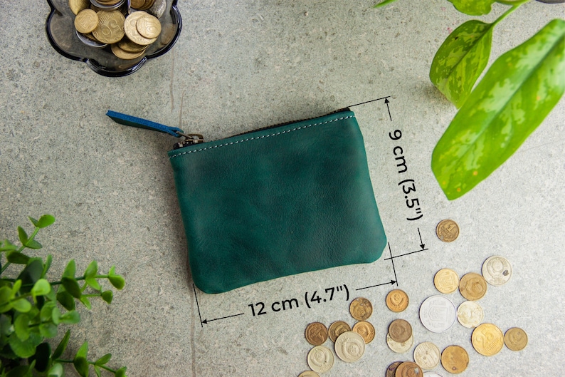 Leather coin pouch with zipper,Zippered pouch leather,Coin purse zipper,Leather coin purse womens,Leather coin purse wallet image 2