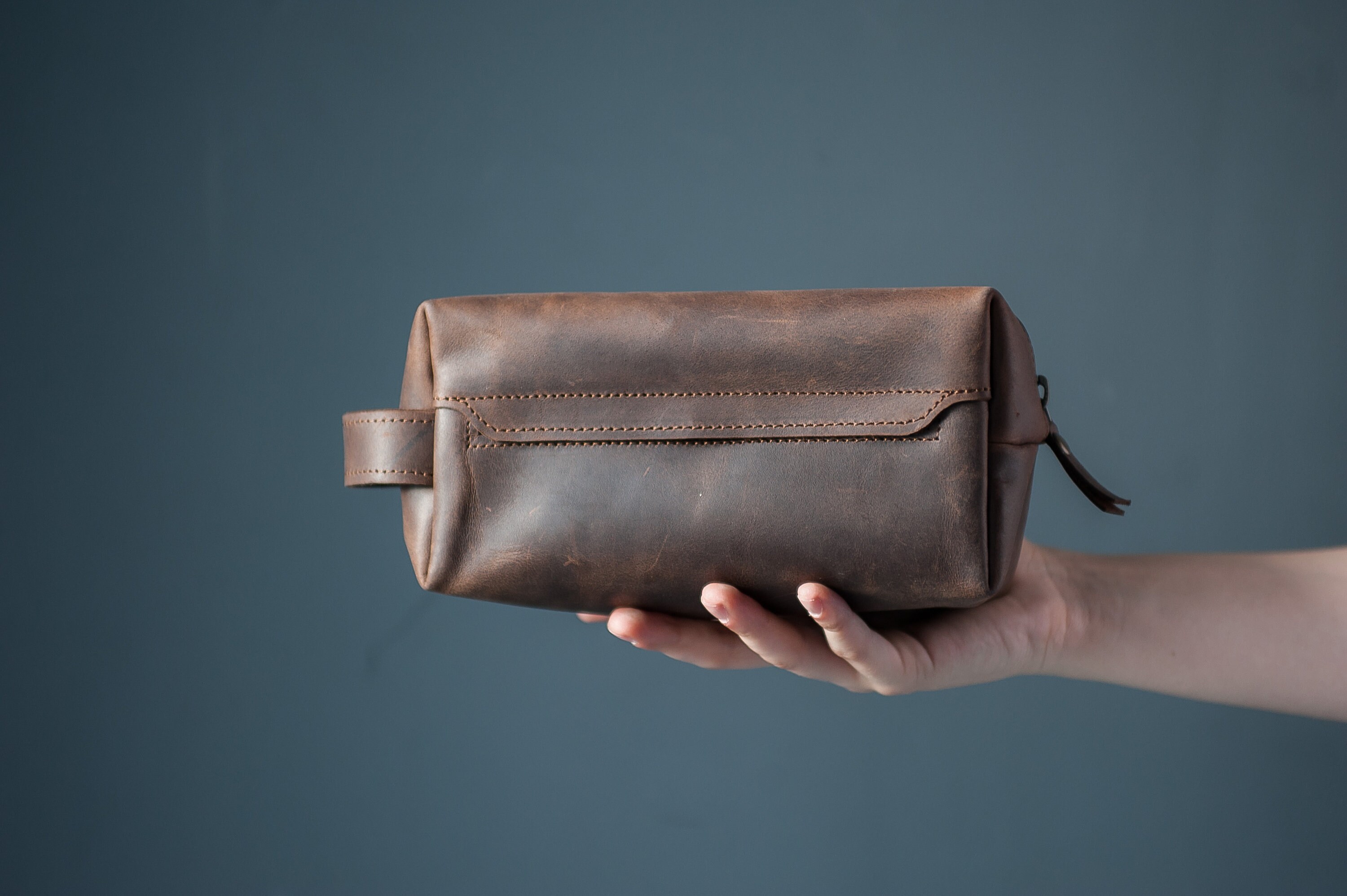 men's leather shaving kit bag