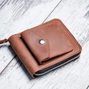 Carteira pequena masculina, carteiras dobráveis com zíper, carteira masculina com zíper, carteira com zíper, carteira com porta-moedas, carteira fina masculina, carteira marrom masculina