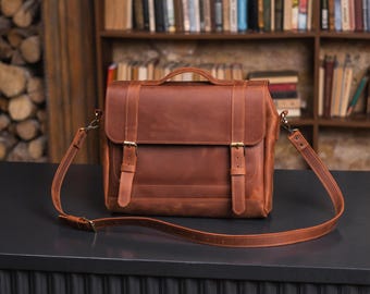 Laptop bag,Leather briefcase,Personalized leather gift for husband,Messenger bag men,Computer bag,Work bag