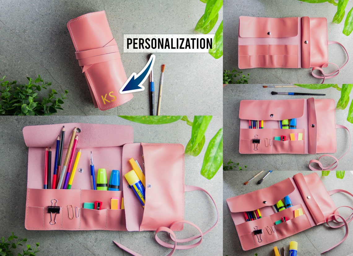 Pencil and Pen Roll With Pocket Pencil Case Pencil Pouch Etsy